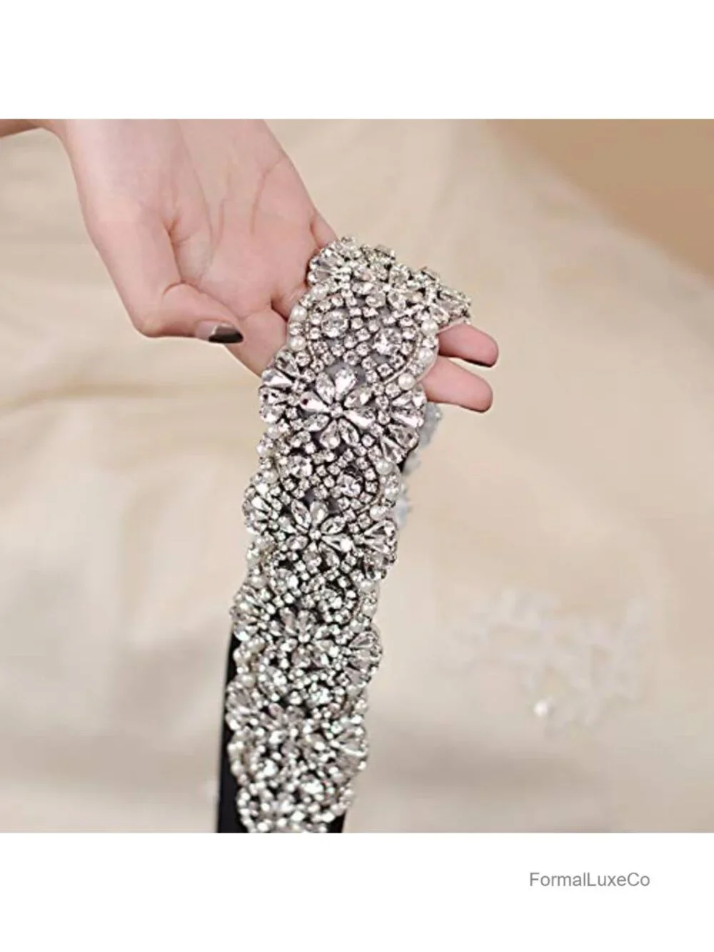 Rhinestone Bridal Belt Wedding Dress Sash Satin Ribbon Self-Tie